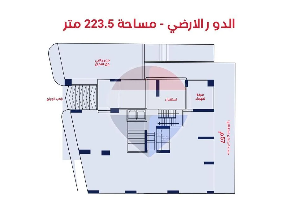 290 sqm administrative flat for rent, with private entrance, Saba Pasha, close to the sea